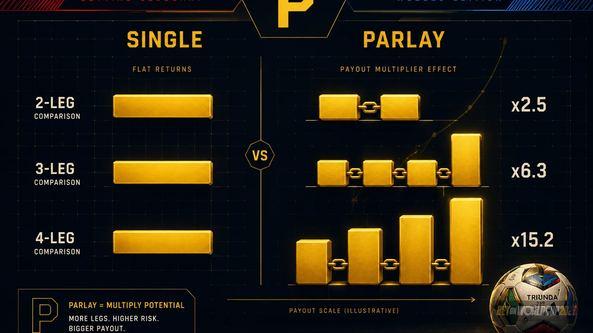 Gráfico comparativo entre cadeia de odds de parlay e odds de apostas simples